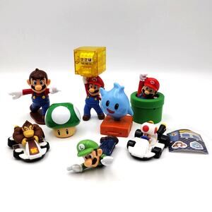 8 Pc Super Mario Toy Lot Luigi Donkey Kong Toad Lumalee Action Figures Nintendo